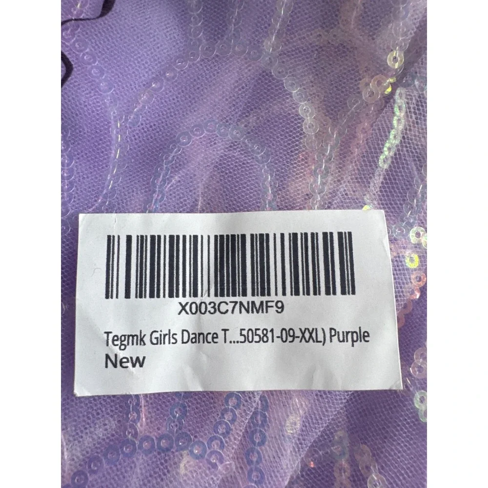 Girls‎ Purple Dance Leotard Dress Sparkle Tulle Tutu Skirt Size XXL